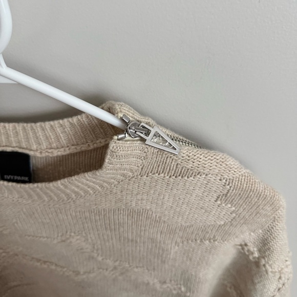 Adidas x Ivy Park Jacquard Wool Blend Cable Knit Sweater Cream 2XS EUC - Picture 4 of 9